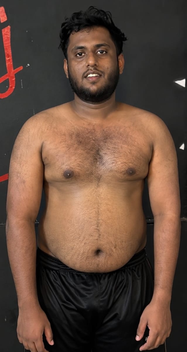 Rahul before his training transformation
